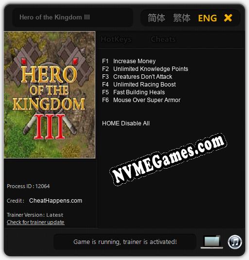 Treinador liberado para Hero of the Kingdom III [v1.0.5]