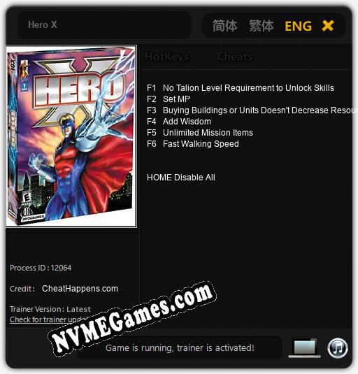 Treinador liberado para Hero X [v1.0.4]