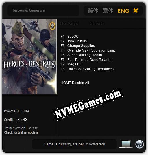 Heroes & Generals: Trainer +8 [v1.6]