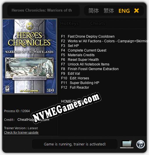 Treinador liberado para Heroes Chronicles: Warriors of the Wastelands [v1.0.5]
