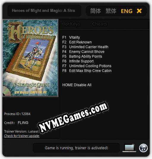 Treinador liberado para Heroes of Might and Magic: A Strategic Quest [v1.0.9]