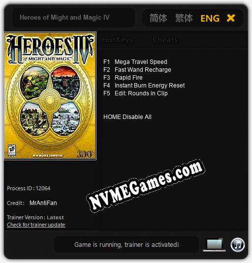 Treinador liberado para Heroes of Might and Magic IV [v1.0.9]