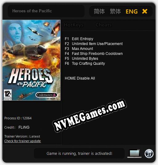 Treinador liberado para Heroes of the Pacific [v1.0.6]