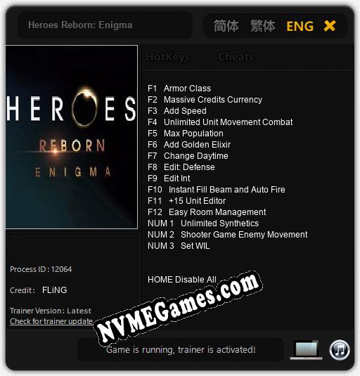 Heroes Reborn: Enigma: Treinador (V1.0.60)