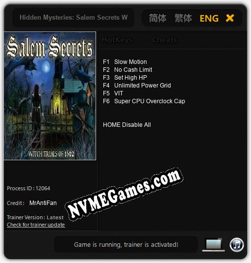 Hidden Mysteries: Salem Secrets Witch Trials of 1692: Trainer +6 [v1.9]