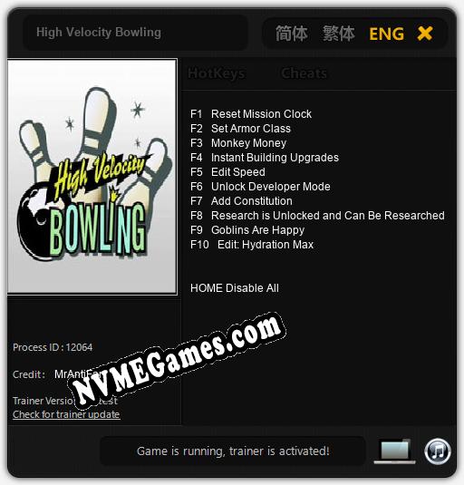 High Velocity Bowling: Trainer +10 [v1.6]