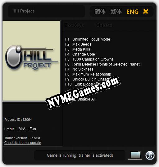 Hill Project: Trainer +10 [v1.2]