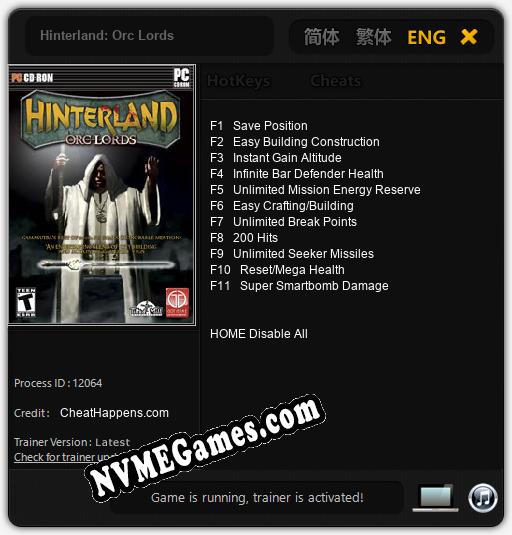 Hinterland: Orc Lords: Treinador (V1.0.29)