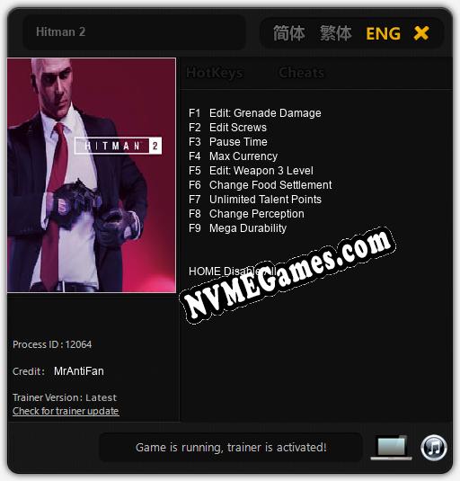 Hitman 2: Cheats, Trainer +9 [MrAntiFan]