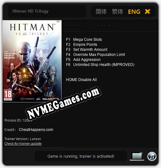 Treinador liberado para Hitman HD Trilogy [v1.0.3]