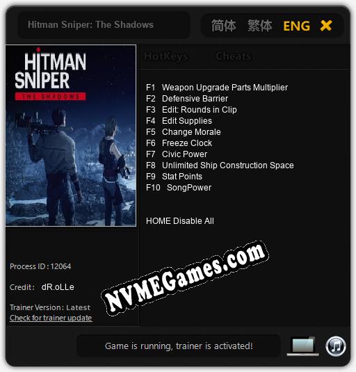 Hitman Sniper: The Shadows: Treinador (V1.0.86)