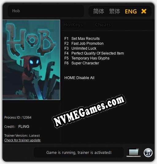 Treinador liberado para Hob [v1.0.2]