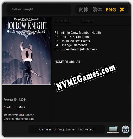 Hollow Knight: Treinador (V1.0.20)