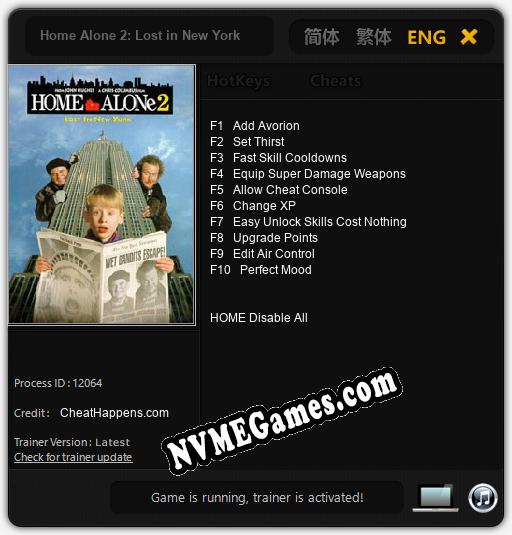 Home Alone 2: Lost in New York: Cheats, Trainer +10 [CheatHappens.com]