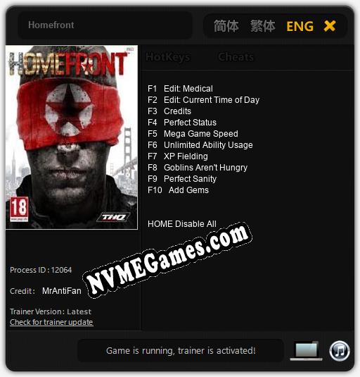 Homefront: Cheats, Trainer +10 [MrAntiFan]