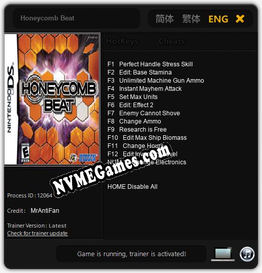 Treinador liberado para Honeycomb Beat [v1.0.9]