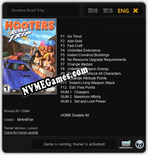 Hooters Road Trip: Trainer +15 [v1.4]