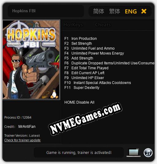 Treinador liberado para Hopkins FBI [v1.0.8]