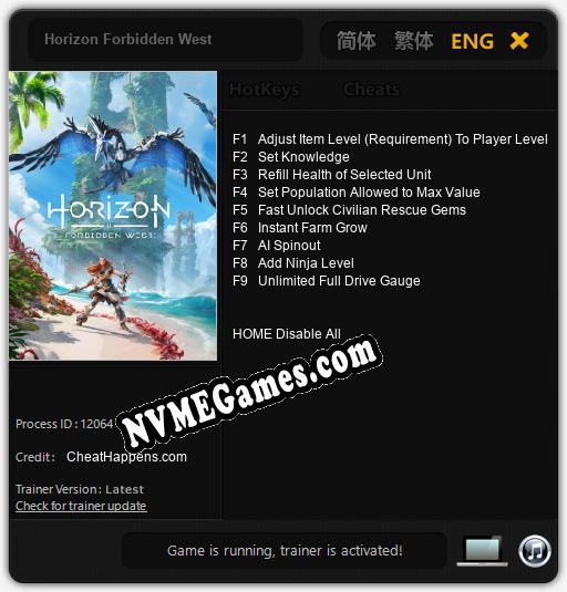 Horizon Forbidden West: Trainer +9 [v1.2]