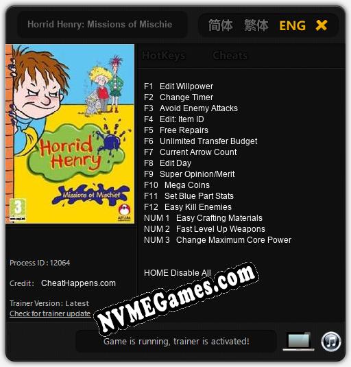 Horrid Henry: Missions of Mischief: Treinador (V1.0.63)