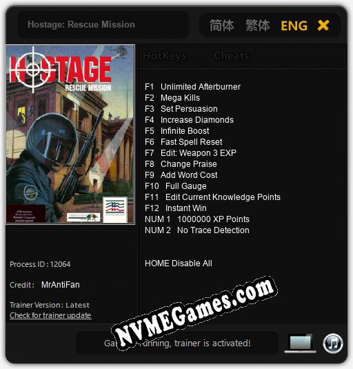 Hostage: Rescue Mission: Trainer +14 [v1.3]