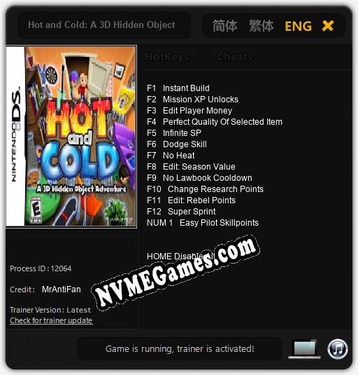 Treinador liberado para Hot and Cold: A 3D Hidden Object Adventure [v1.0.4]
