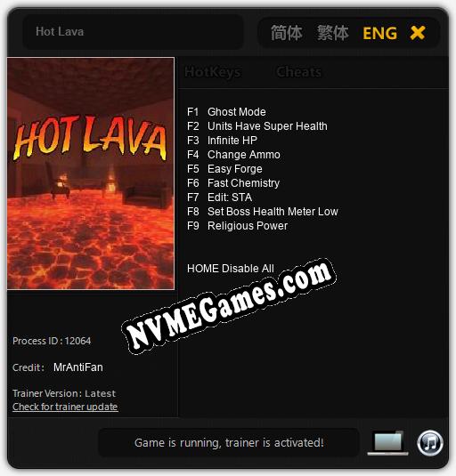 Treinador liberado para Hot Lava [v1.0.7]