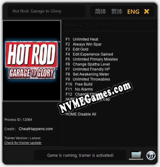 Hot Rod: Garage to Glory: Treinador (V1.0.45)