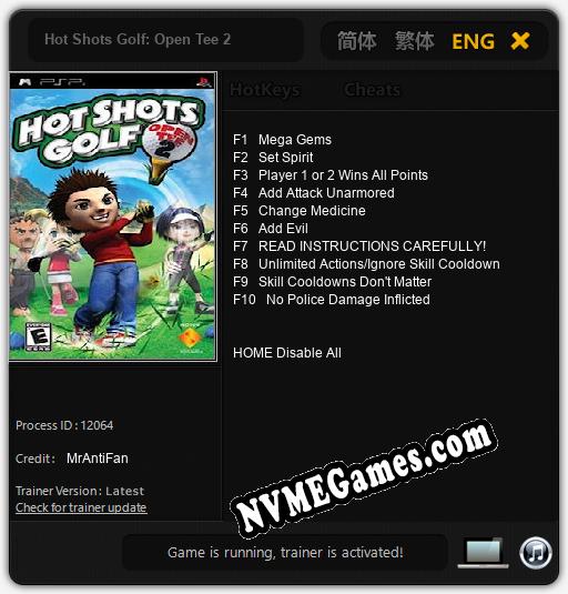 Treinador liberado para Hot Shots Golf: Open Tee 2 [v1.0.8]