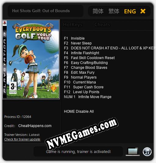 Hot Shots Golf: Out of Bounds: Cheats, Trainer +13 [CheatHappens.com]