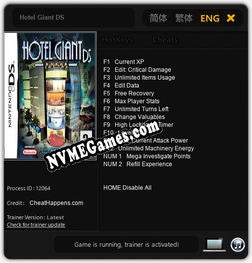 Hotel Giant DS: Cheats, Trainer +14 [CheatHappens.com]