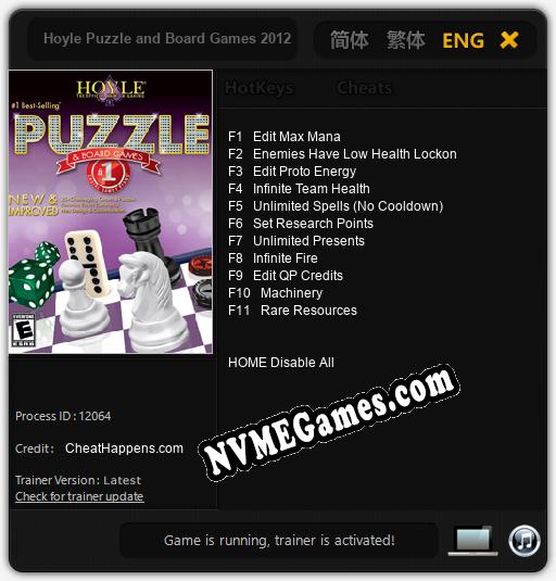 Treinador liberado para Hoyle Puzzle and Board Games 2012 [v1.0.9]