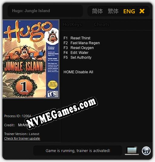 Hugo: Jungle Island: Treinador (V1.0.35)