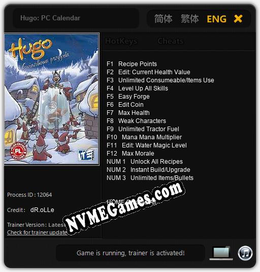 Hugo: PC Calendar: Cheats, Trainer +15 [dR.oLLe]