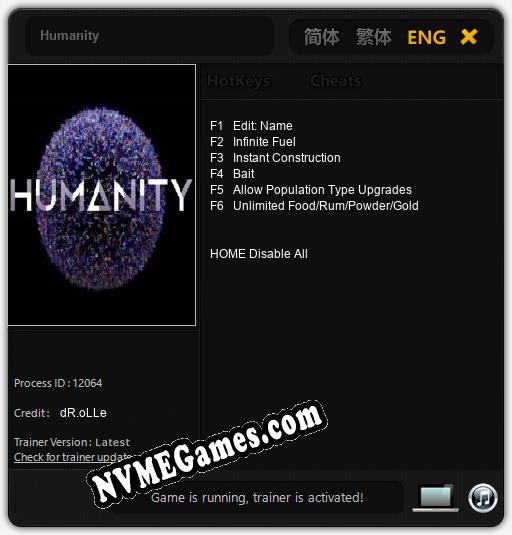 Humanity: Cheats, Trainer +6 [dR.oLLe]