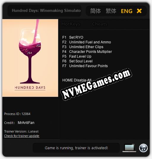 Hundred Days: Winemaking Simulator: Cheats, Trainer +7 [MrAntiFan]