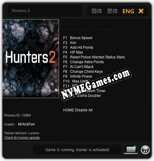 Treinador liberado para Hunters 2 [v1.0.6]