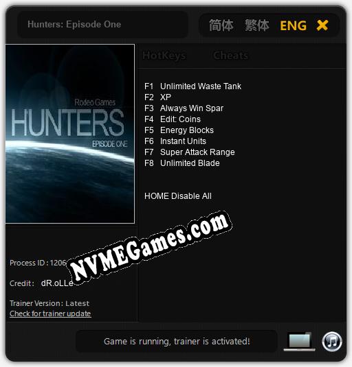 Hunters: Episode One: Cheats, Trainer +8 [dR.oLLe]