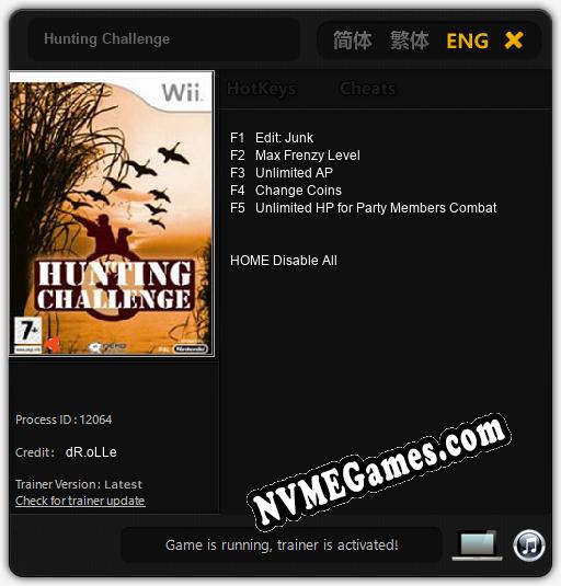 Hunting Challenge: Cheats, Trainer +5 [dR.oLLe]