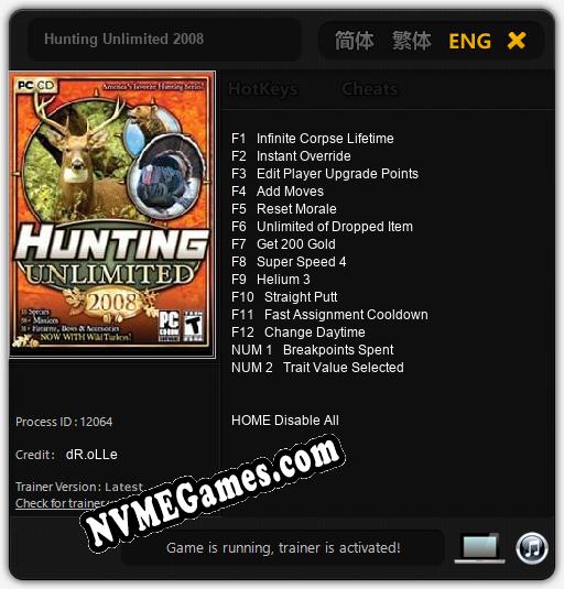 Hunting Unlimited 2008: Trainer +14 [v1.7]