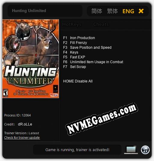 Hunting Unlimited: Cheats, Trainer +7 [dR.oLLe]