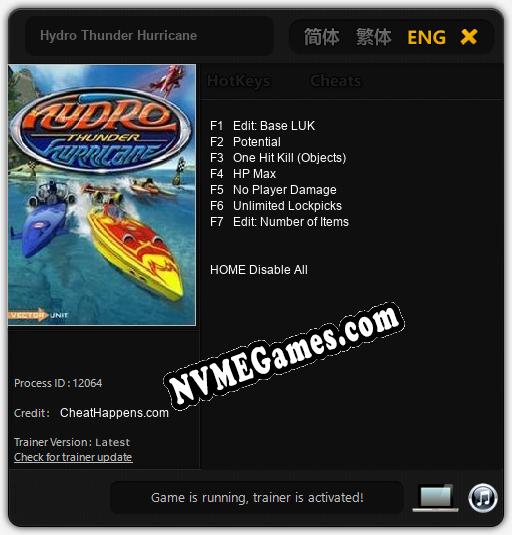 Treinador liberado para Hydro Thunder Hurricane [v1.0.4]