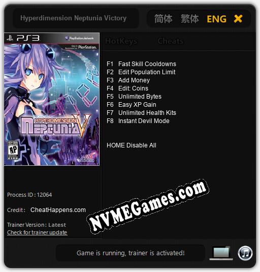 Treinador liberado para Hyperdimension Neptunia Victory [v1.0.6]