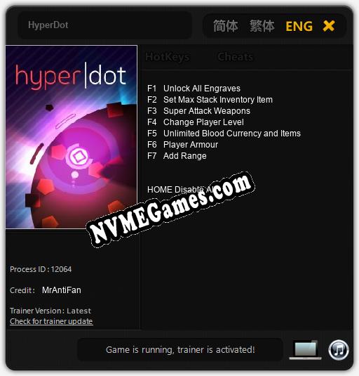 HyperDot: Cheats, Trainer +7 [MrAntiFan]