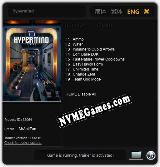 Treinador liberado para Hypermind [v1.0.8]