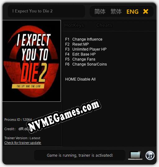 I Expect You to Die 2: Trainer +6 [v1.8]