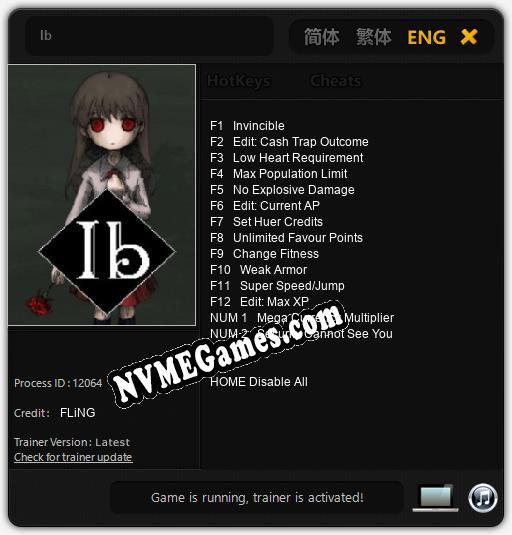 Ib: Trainer +14 [v1.8]