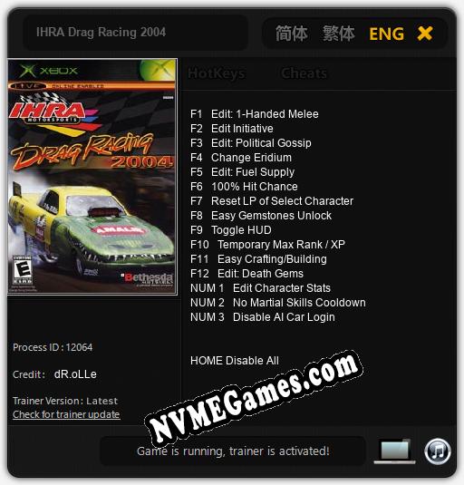 IHRA Drag Racing 2004: Cheats, Trainer +15 [dR.oLLe]