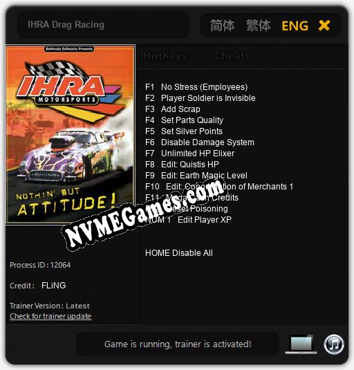 IHRA Drag Racing: Cheats, Trainer +13 [FLiNG]