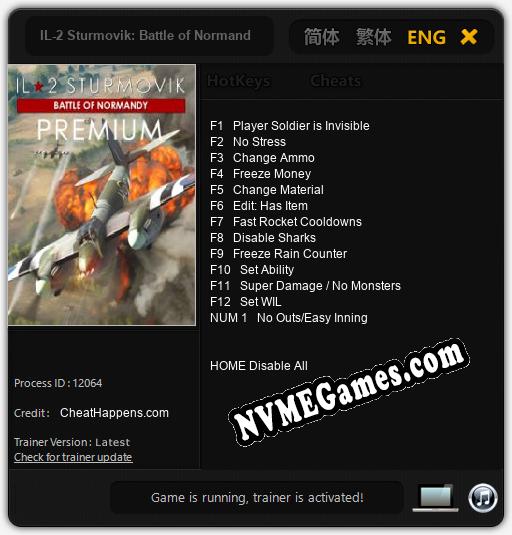 IL-2 Sturmovik: Battle of Normandy: Trainer +13 [v1.7]